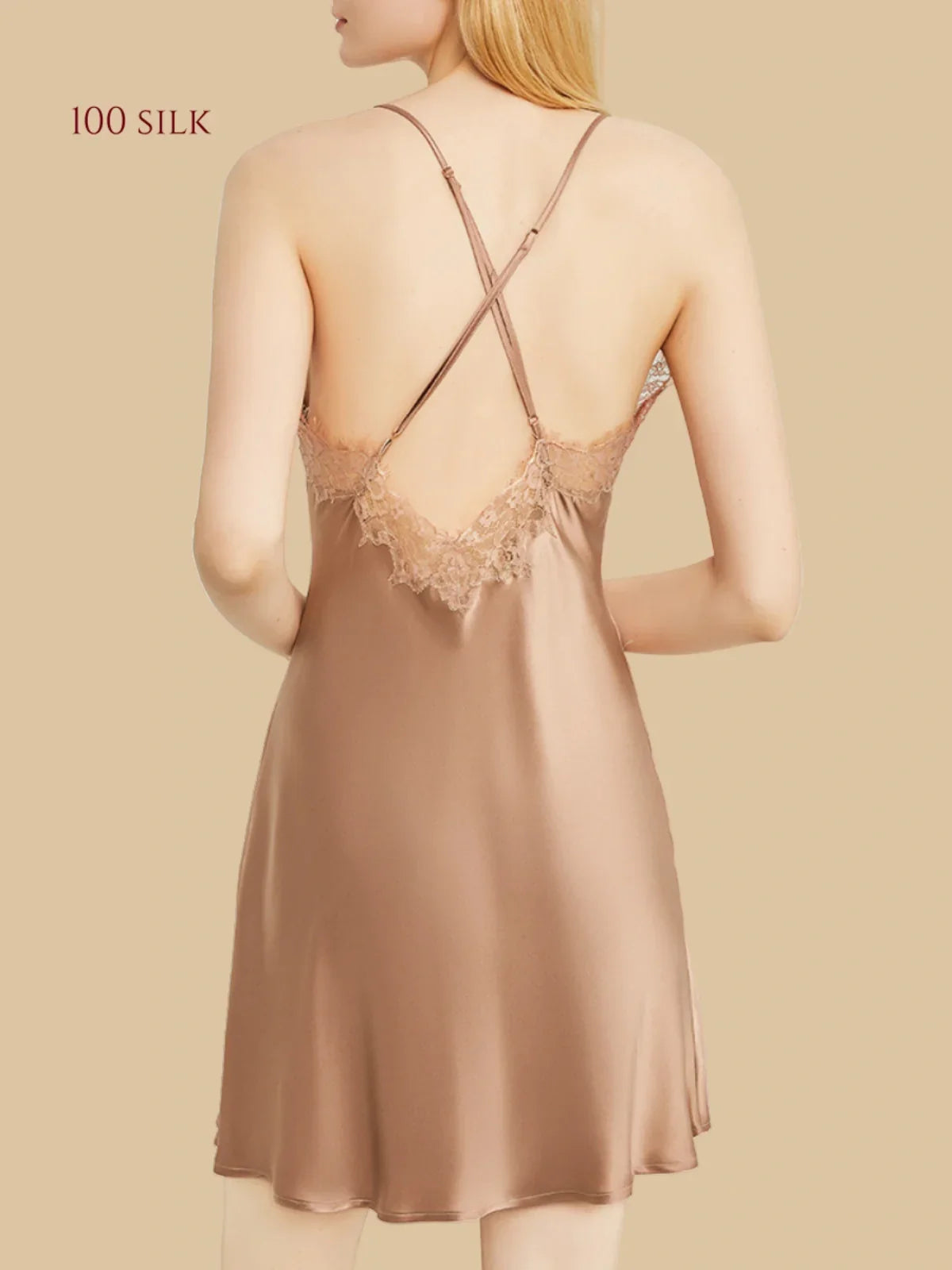 100% Mulberry Silk 19Momme Lace Trim Nightgown &amp; Kimono Robe Set