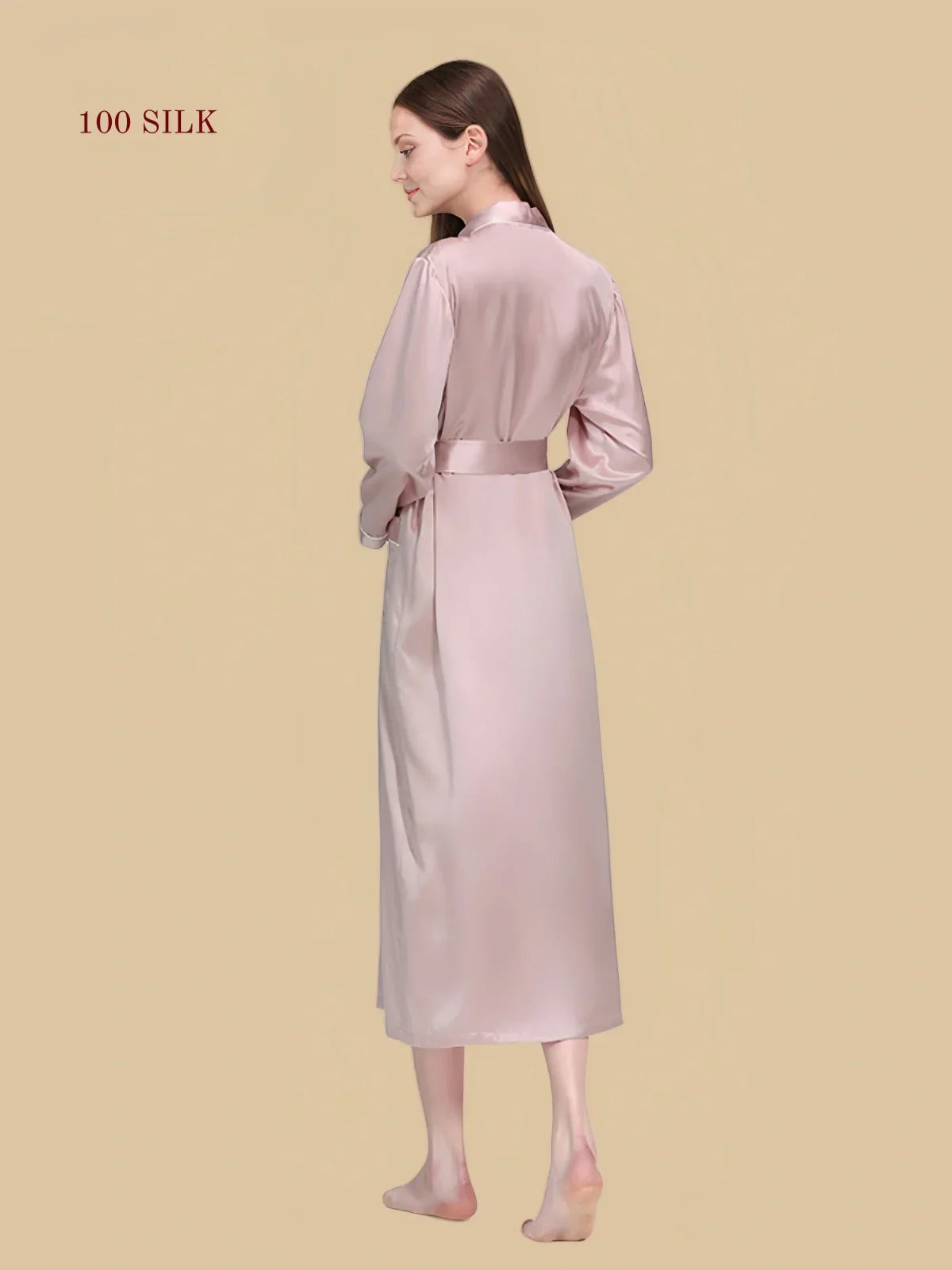 100% Mulberry Silk 19Momme Long Sleeve Midi Women&