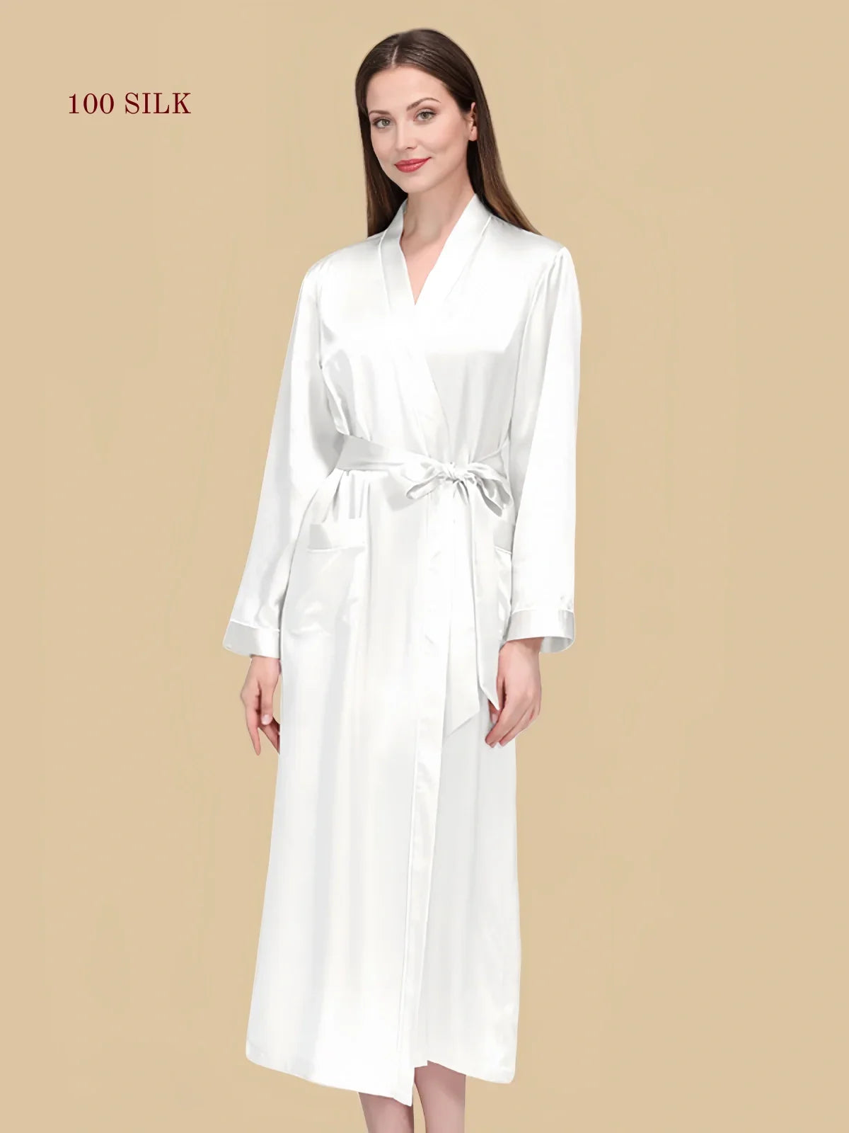 100% Mulberry Silk 19Momme Long Sleeve Midi Women&